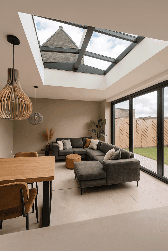 Aanbouw met lichtstraat- kosten en afwerking van lichtstraat